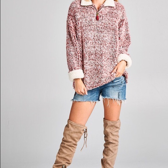 Faux fur fuzzy soft ultra cozy Sherpa pullover - Picture 3 of 3